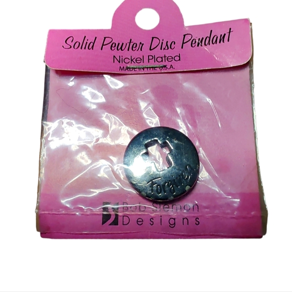 Bob Siemon Designs Solid Pewter Disc Pendant Forgiven - Picture 2 of 3